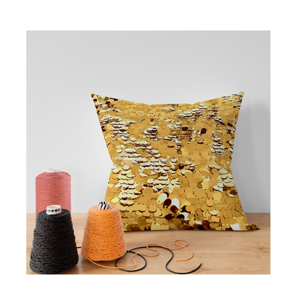 Funda cojín lentejuelas oro 40x40