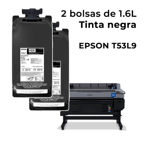 [013824] Pack 2 bolsas 1.6L de tinta sublimacion Epson T53L9 (Negro)