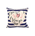 Funda cojín rayas azules con corazón 40x40