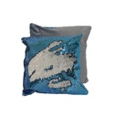 Funda cojín lentejuelas azul 40x40