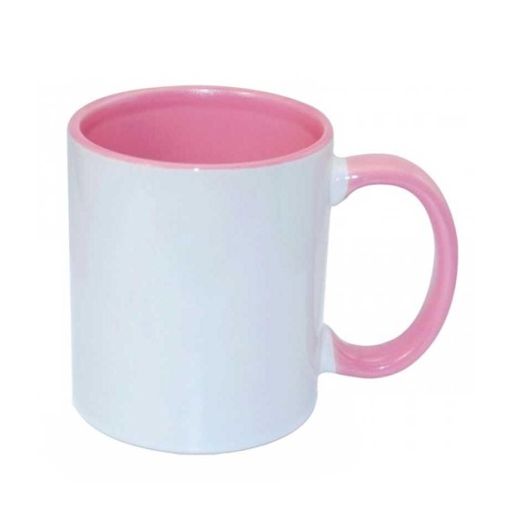 Taza cerámica con interior y asa de color