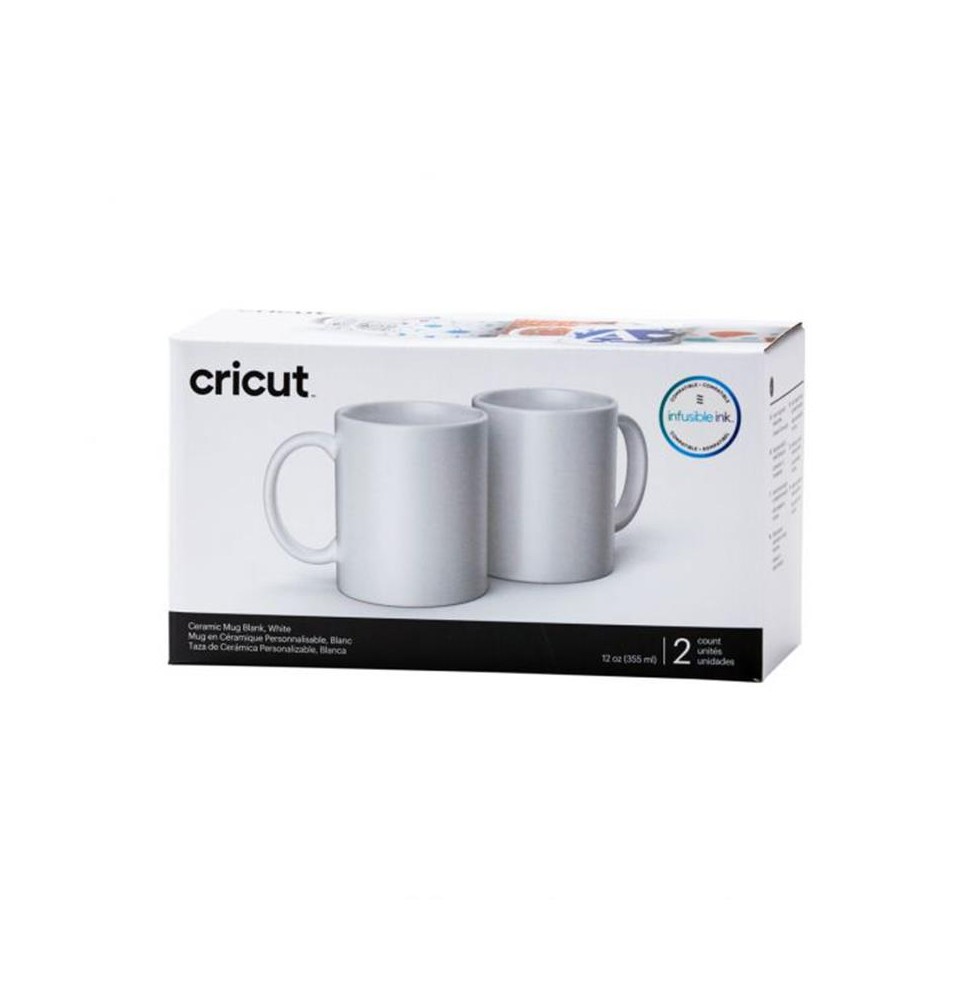 Pack de 2 tazas de cerámica blancas de Cricut 12oz