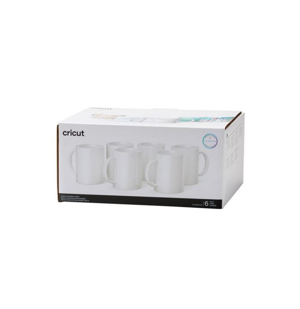 Pack de 6 tazas de cerámica blancas de Cricut 15oz
