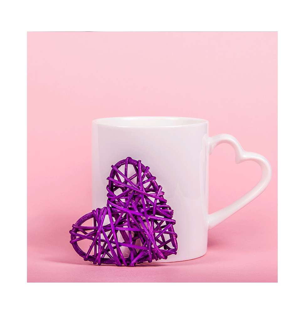 Taza para sublimación cerámica con asa de corazón