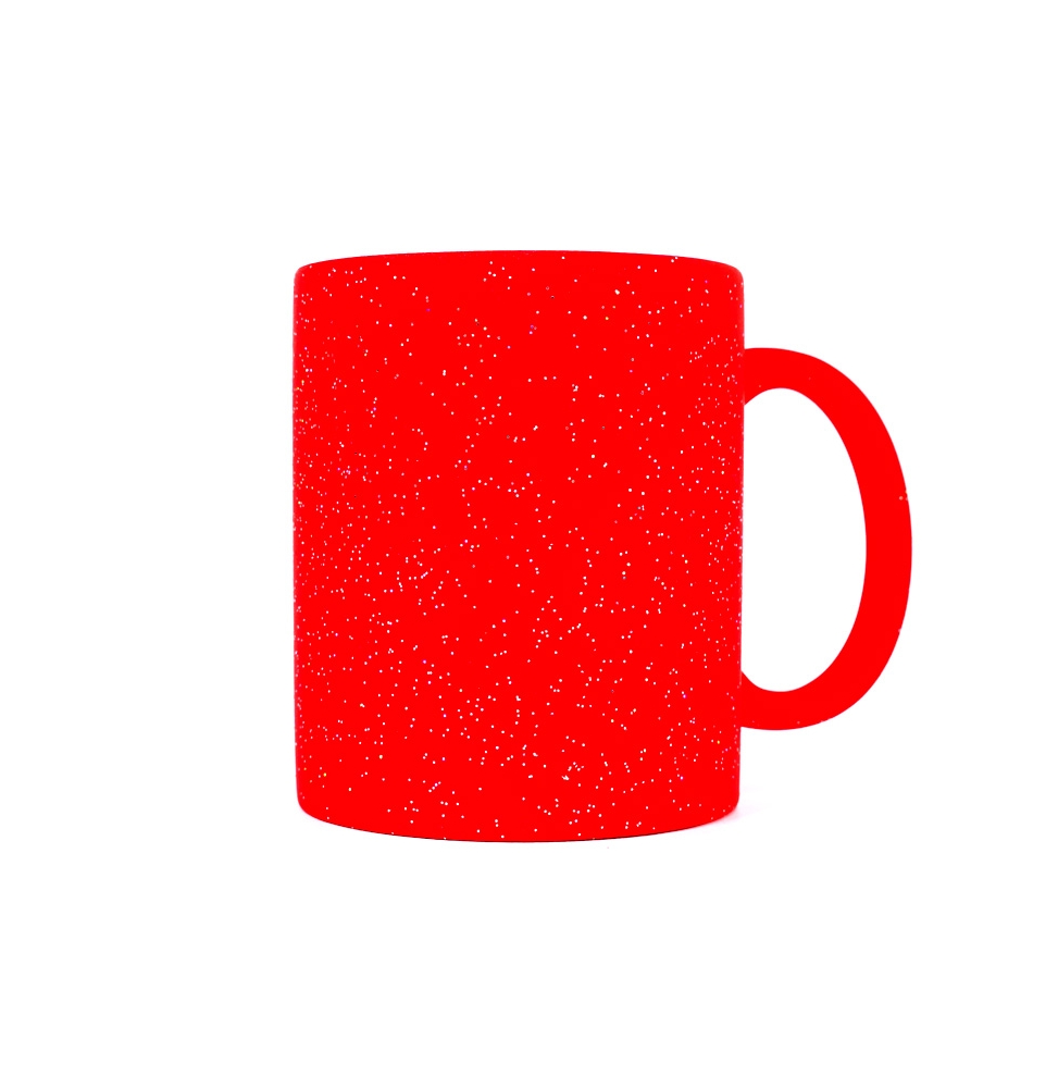 Taza cerámica mágica rojo glitter + caja