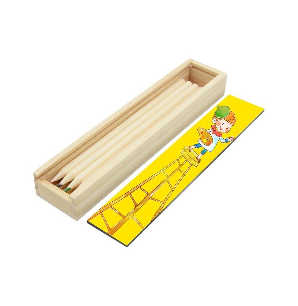 Estuche de madera con 8 lápices