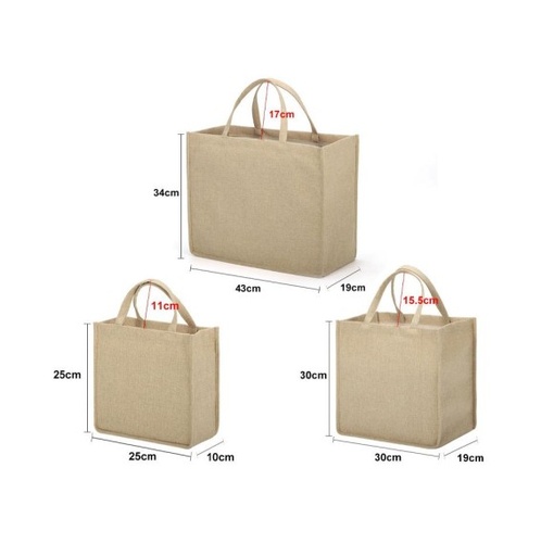 [013036] Tote bag de lino yute natural (25x25x10 cm)