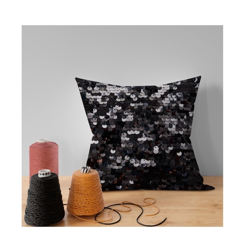 [006600] Funda cojin lentejuelas doble cara negro 40x40
