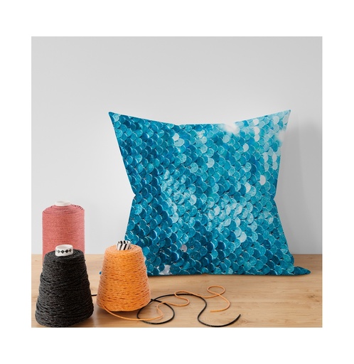 [006601] Funda cojin lentejuelas doble cara azul 40x40
