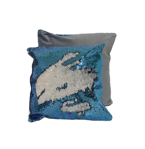 [008964] Funda cojín lentejuelas azul 40x40
