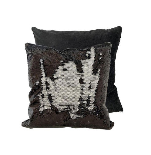 [008965] Funda cojín lentejuelas negro 40x40