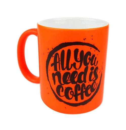 [006306] Taza para sublimación cerámica naranja flúor mate
