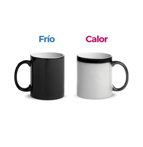 [007525] Taza cerámica mágica para subli. negra mate + caja