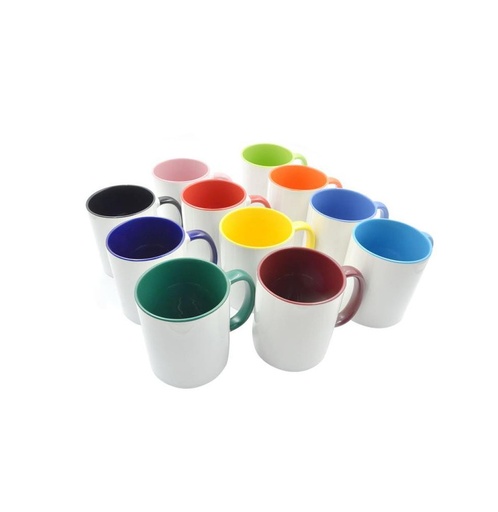 Taza cerámica con interior y asa de color