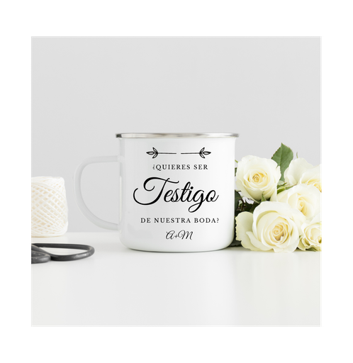 [008221] Taza metal Vintage con borde plata