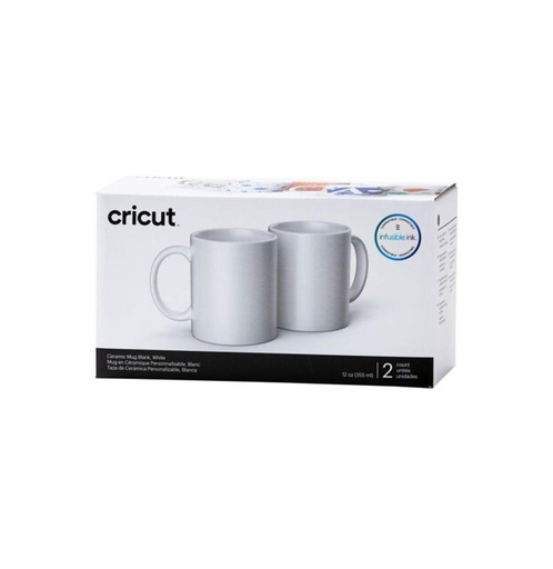 [012467] Pack de 2 tazas de cerámica blancas de Cricut 12oz