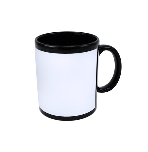 [008227] Taza cerámica negra con espacio blanco