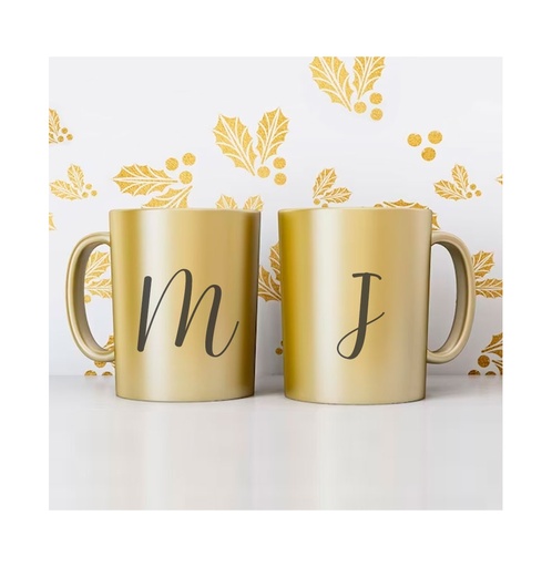[013012] Taza para sublimación cerámica dorada