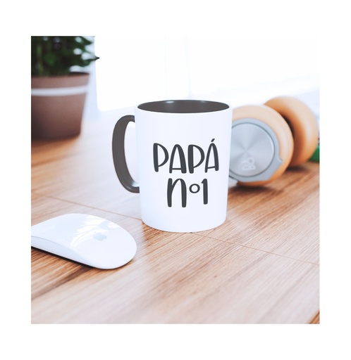 [013014] Taza para sublimación cerámica interior y asa gris claro