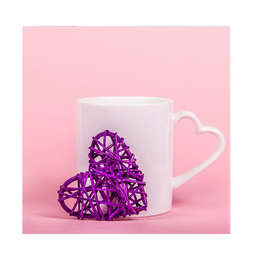 [013011] Taza para sublimación cerámica con asa de corazón