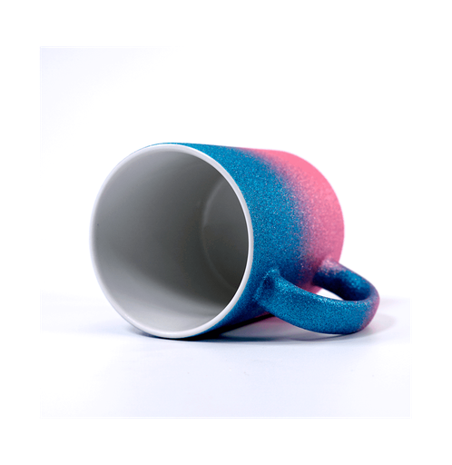 [013629] Taza sublimación cerámica azul/rosa glitter 11 Oz