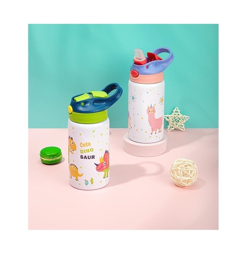 Botella de metal infantil 350 ml con pajita
